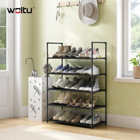 Étagère pour Chaussures WOLTU, Rangement de Chaussures à 5 Niveaux, Étroit, 61x28x89cm, Noir