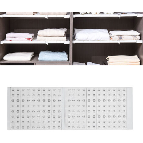 Étagère pour Closet Tension Sans Fixation Expandable Storage Rack Organisateur pour Cabinet Wardrobe Cupboard 91 à 122cm Steel ABS PP 14 Pièces