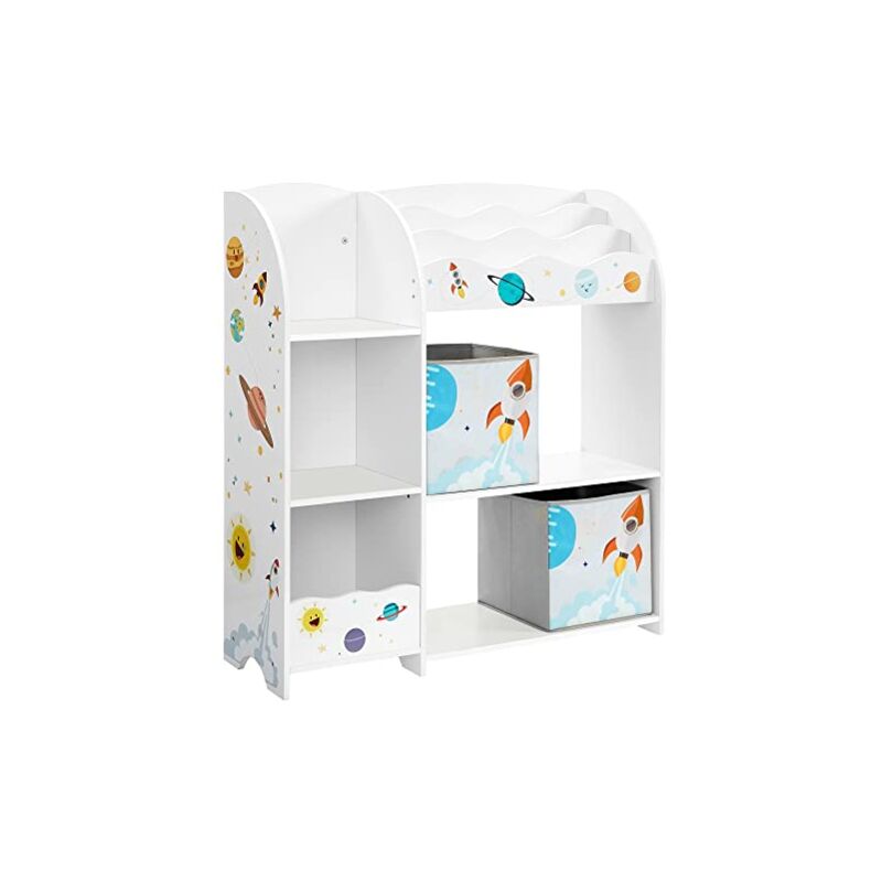 Organisateur de jouets et livres pour enfants, module de rangement multifonctionnel avec 2 boîtes de rangement, grande capacité, thème universel,