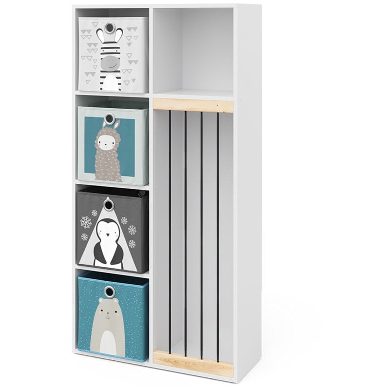 Vicco - Bibliothèque enfant Marvin, Blanc, 72 x 143 cm avec 4 boxes pliants opt.2