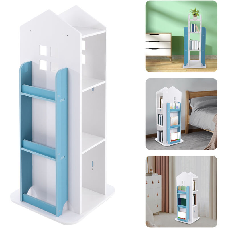 Étagère pour enfants 360° Château blanc Étagère rotative Rangement pour jouets Étagère d'angle pivotante pour enfants et tout-petits Mobilier de