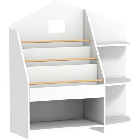 Étagère pour enfants avec 7 étagères pour livres,jouets,bords ronds,supporte 40 kg,blanche