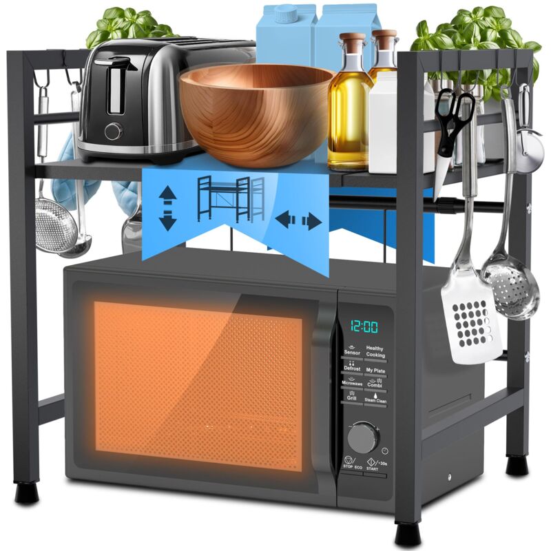 CLP - tagère pour micro-ondes Marana à niveaux Noir 2-stufig