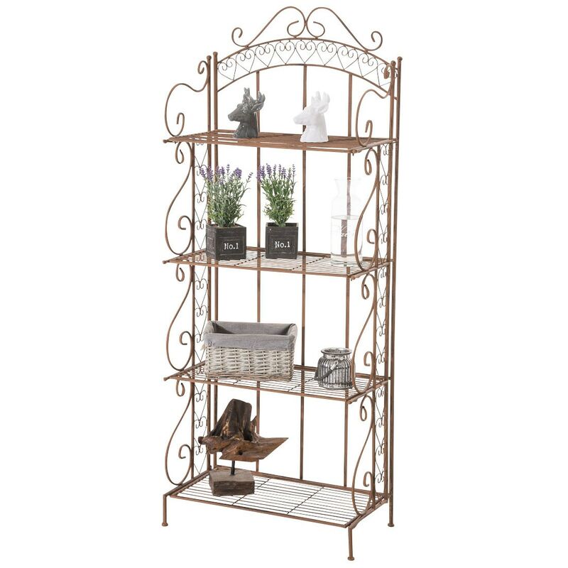 Etagère pour plantes 4 niveaux en fer 153x61x33 cm marron vieilli ETA10018