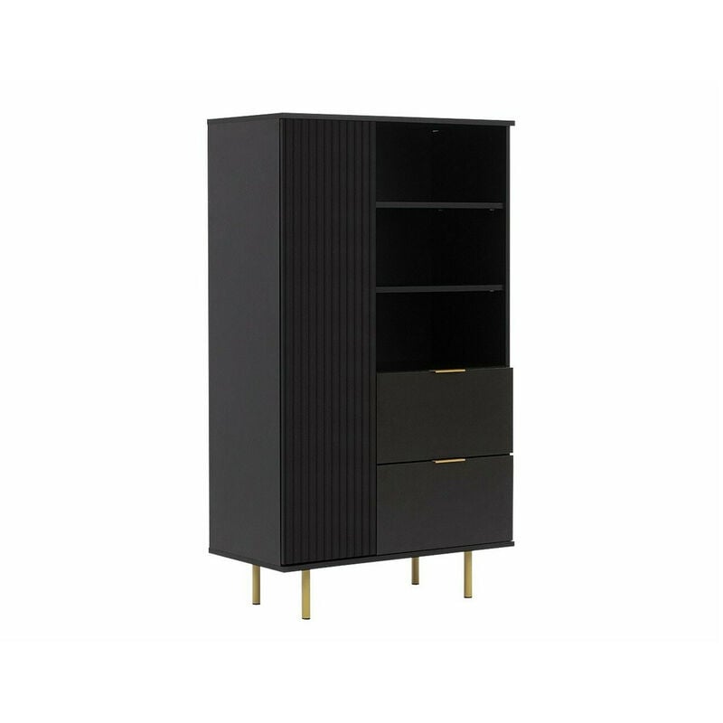 Mobilier1 - tagère Virdomi 103, Noir, Avec tiroirs, Avec des portes, Fermé, Stratifié, mdf, Le nombre de portes: 0, Nombre de tiroirs: 0, 140x80x41cm