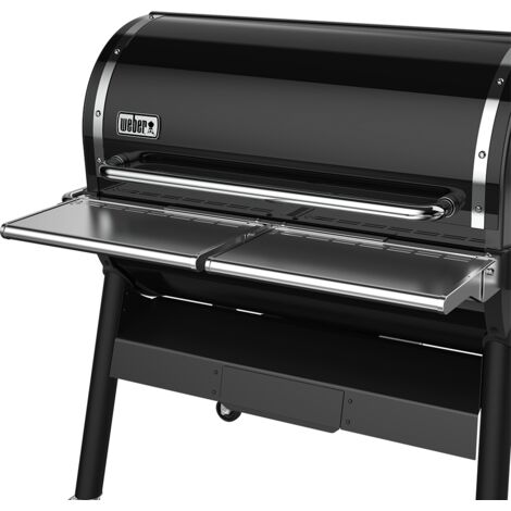 Étagère rabattable en inox pour barbecue SmokeFire EX6 – Dimensions 99 x 26 cm – Charge jusqu'à 9 kg – Compatible avec housse Weber