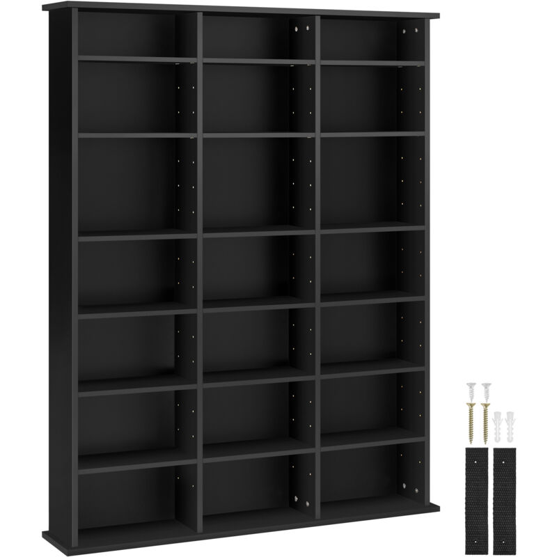 Tectake - tagère dvd cd aspect bois pour jusqu'à 840 Tectake - tagère dvd cd aspect bois pour jusqu'à 840