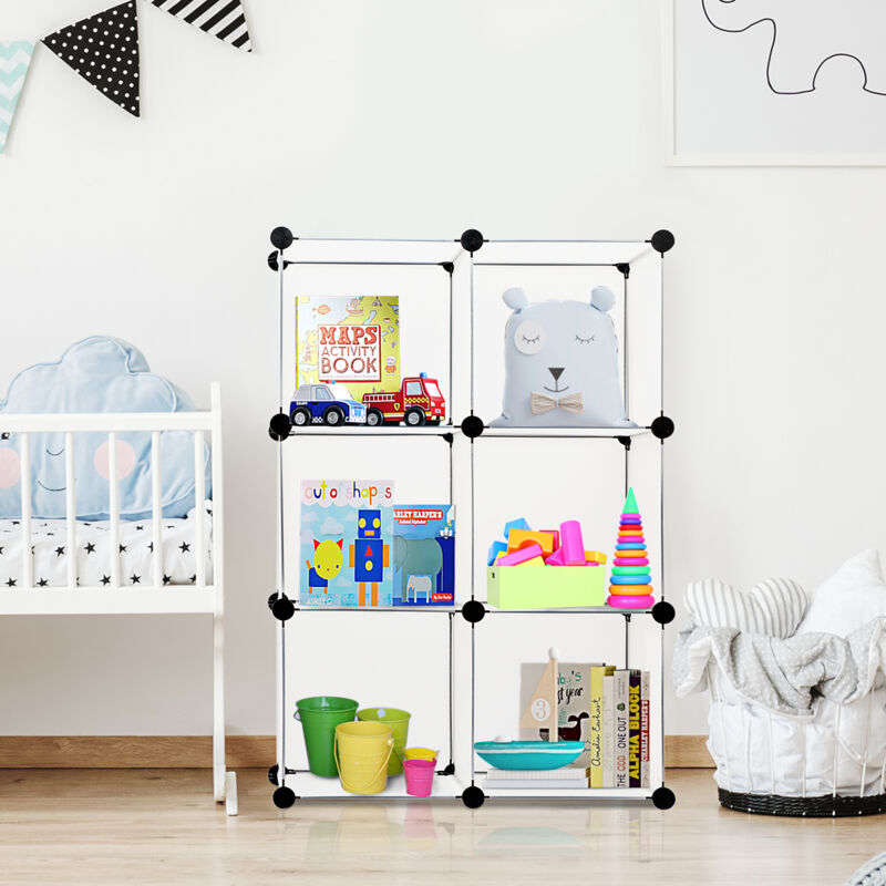 Maisonchic - tagère Rangement 6 Cubes Modulaire 30x30cm Étagère Modulable Connecteurs abs et Marteau Assemblage Facile Meuble Cube diy pour Salon