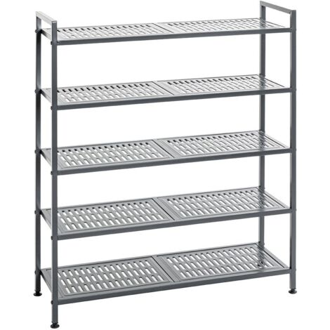 Etagère rangement de chaussures Meuble à chaussures 20 paires en acier coloris gris - Longueur 73 x Hauteur 90 x Profondeur 25 cm