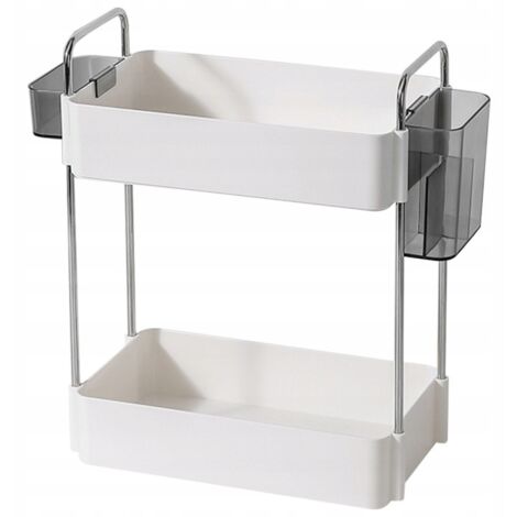 Étagère Rangement Double Couche Pratique Blanc
