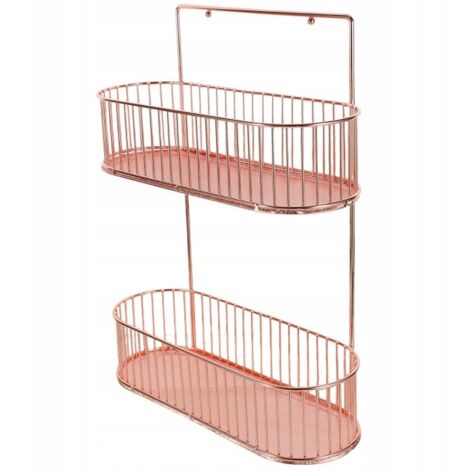 Étagère Rangement Épices Murale Métal Rose Doré
