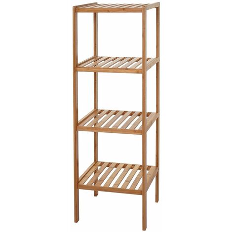 Étagère rangement salle de bain en bambou 4 niveaux SDB04020