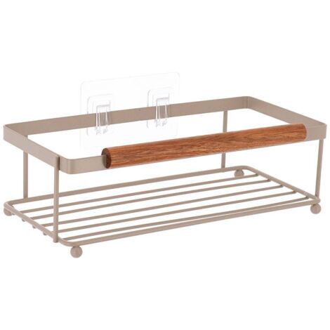 Etagere rectangulaire metal deco acacia  a poser ou a sticker- beige - Tendance