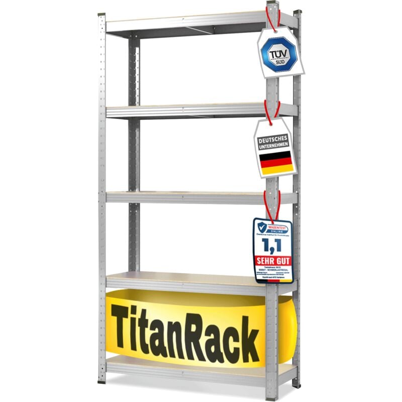 Mammut - tagère pour charge lourde Meuble de rangement Grizzly 5 Étages (aggloméré) Plaqué en zinc 180 x 90 x 60 cm