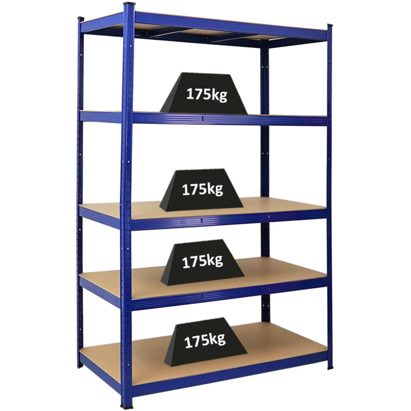 Tagère robuste taurus HxLxP 180x90x60cm Charge totale 175kg Bleu étagère de cave, étagère enfichable, étagère de garage