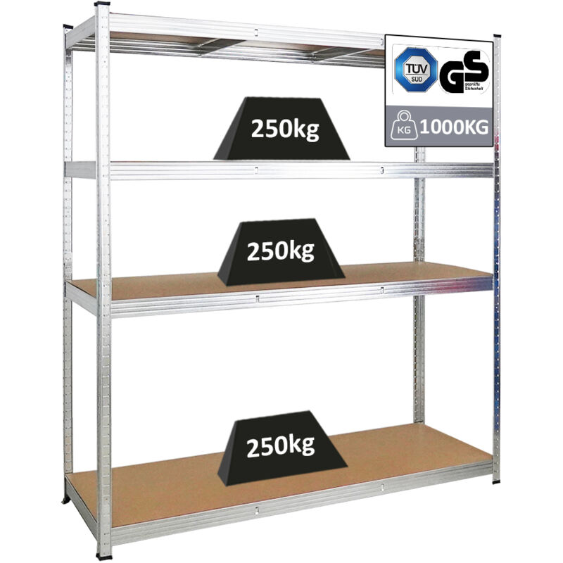 Tagère pour charges lourdes taurus xl HxLxP 180x160x60cm Charge admissible par tablette 250kg Galvanisée