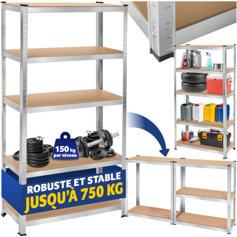 Étagère De Stockage Lourde 5 Niveaux HxLxP 180x60x30 Cm Capacité 875 Kg Pour Cave Et Garage Acier Argente Relaxdays 99125914 Étagère De Stockage Lourde 5 Niveaux HxLxP 180x60x30 Cm Capacité 875 Kg Pour Cave Et Garage Acier Argente Relaxdays 99125914