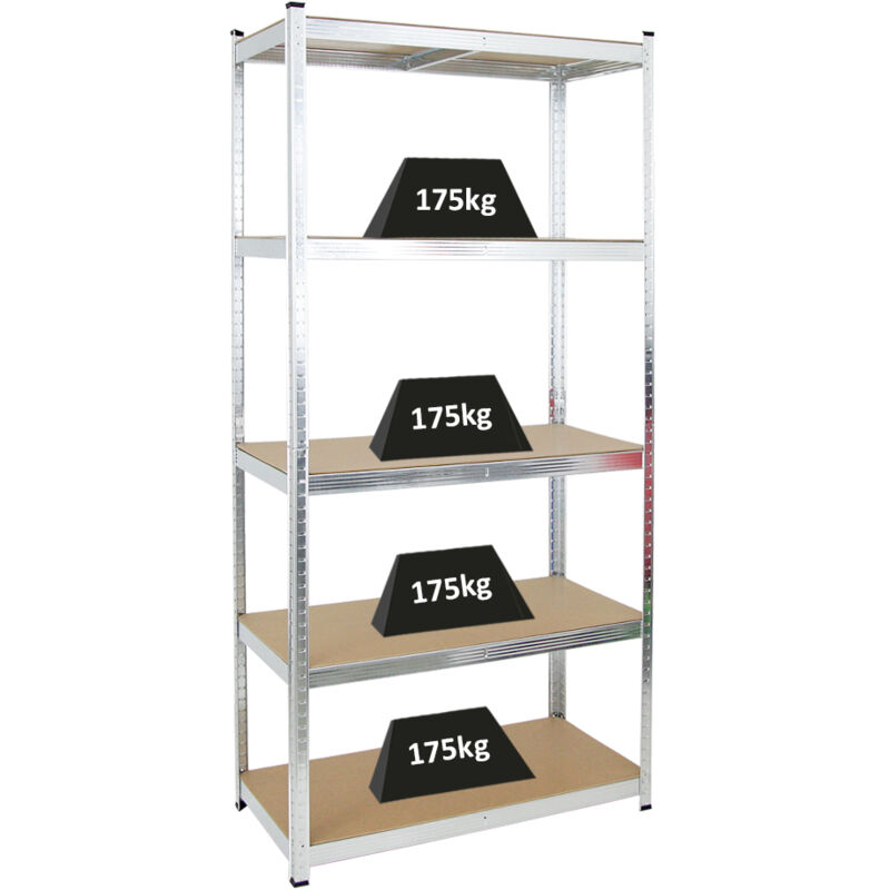 Etagère robuste giant ragnar HxLxP 200x100x50cm Charge totale de 875kg Galvanisé Étagère de garage, étagère de cave