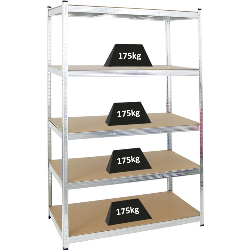 Etagère robuste ragnar HxLxP 180x120x60cm Charge totale de 875kg Galvanisé Étagère de garage, étagère de cave