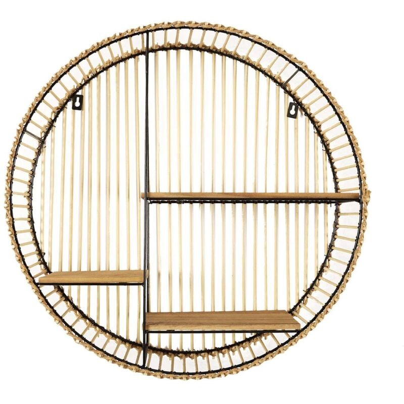 The Home Deco Factory - Etagère ronde 3 niveaux en bambou et métal
