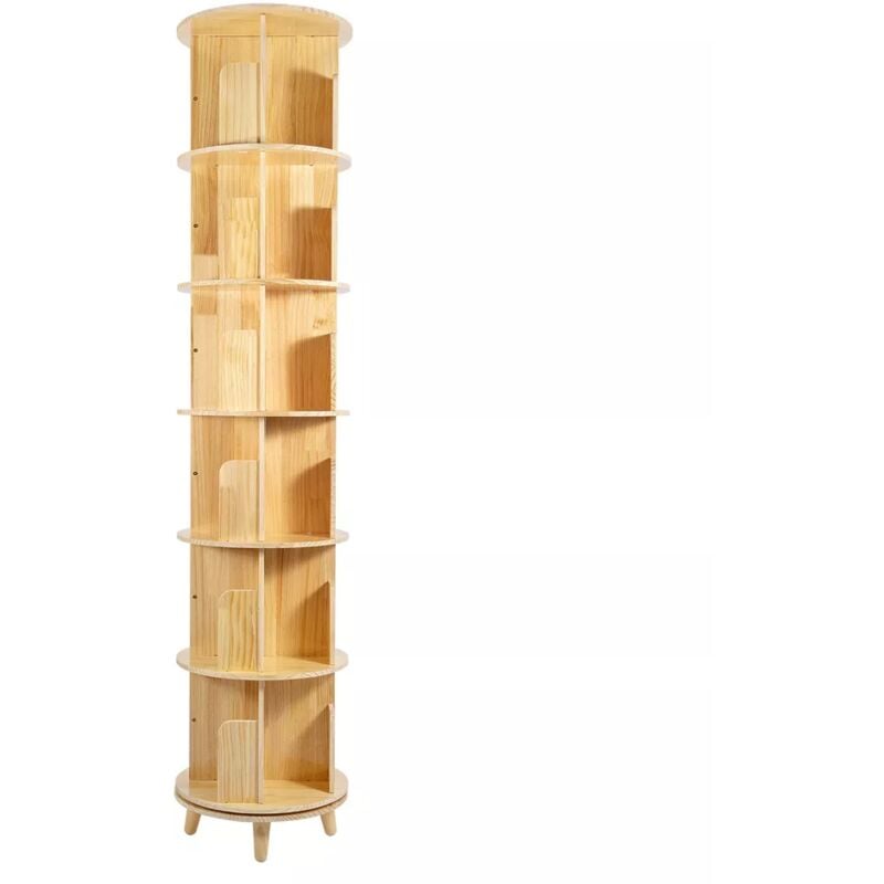 Tagère rotative à 6 niveaux Étagère à livres cylindrique en
