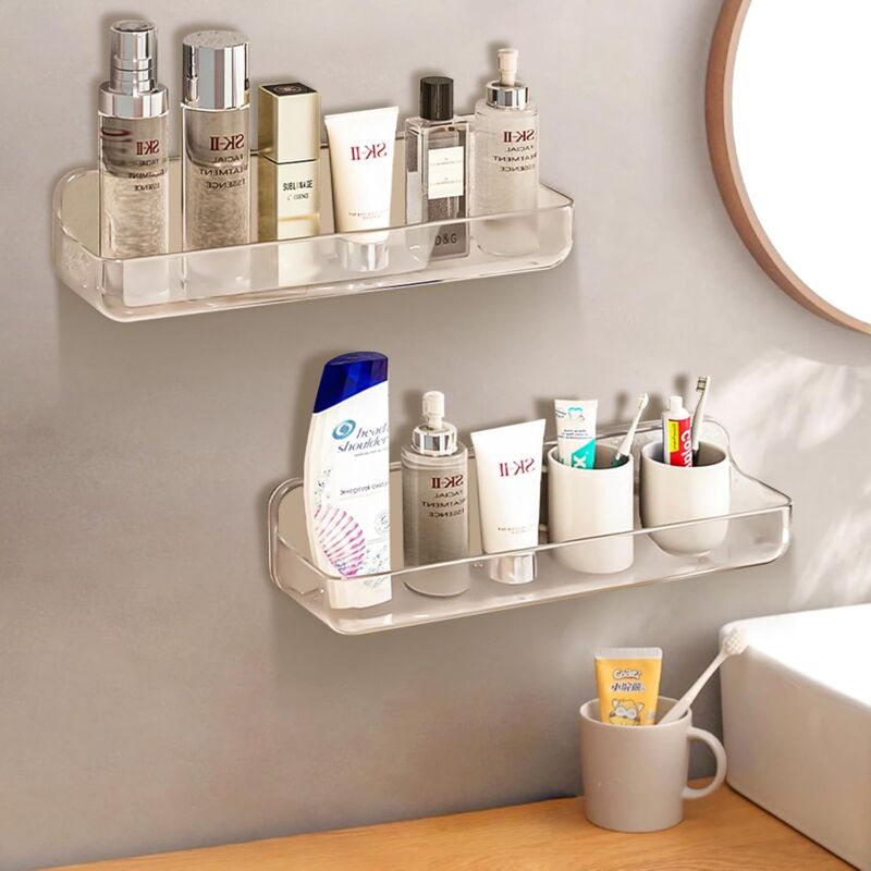 Tagère Salle de Bain, 2 pièces Étagère de Douche sans Perçage Pour Montage Mural d'étagères de Salle pour Salle de Bains et Cuisine, Organisateur de