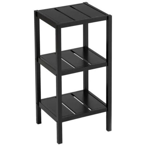 Étagère Salle de Bain Bois Noir MDF 3 Plateaux