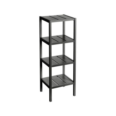 Étagère Salle de Bain Bois Noir MDF 4 Plateaux - Noir