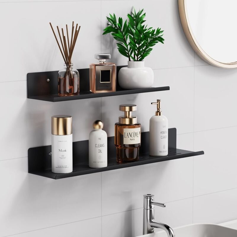Sinbinta - Etagere Salle de Bain Lot de 2 Etagere Douche sans Perçage Panier de Douche Etagere Murale Salle de Bain Aluminium avec Base Creuse