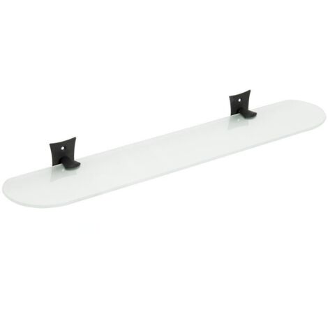 Étagère salle de bain rectangulaire 56 cm en verre satiné et acier anthracite mod. Rebecca