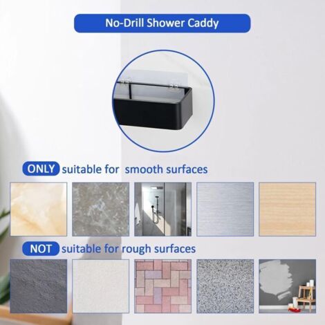 Etagere Salle de Bain Sans Percage, Lot de 2 Etagère Douche Etagère Rangement Acier Inoxy Panier Salle de Bain Mural Drainable avec Crochets