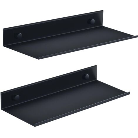 Etagere Salle de Bain sans Percage,Noir Étagère Murale 2 Pièces,Métal Etagere de Douche 30cm,Decoration Étagère Flottante(30CM,Noir)