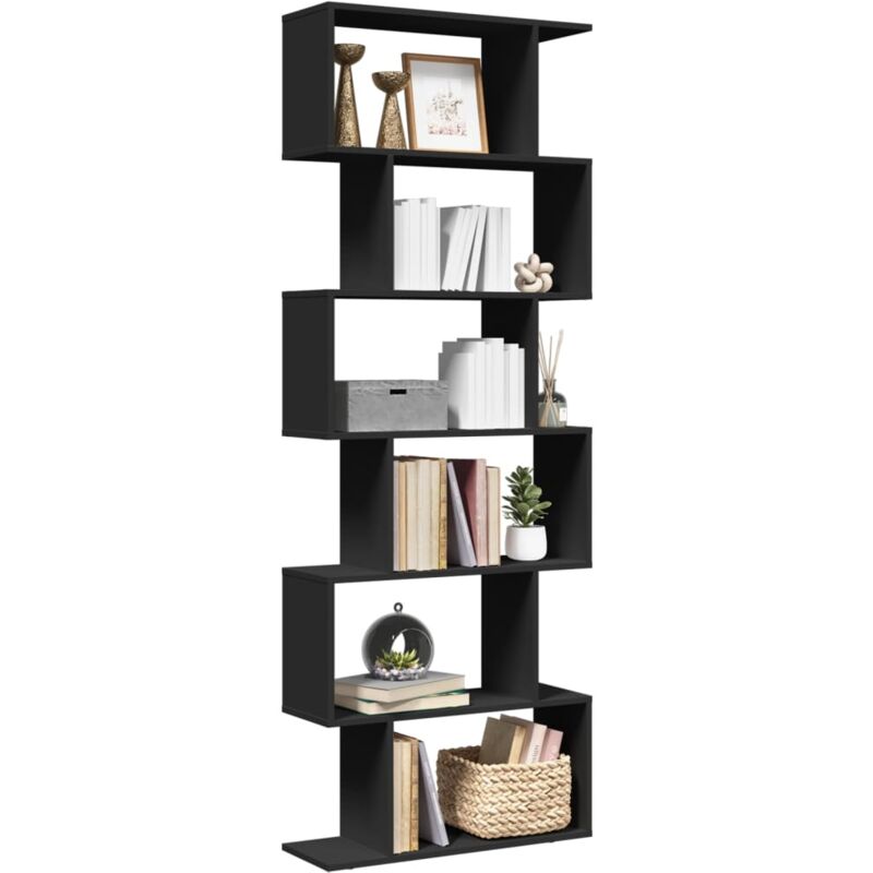 Tagère séparatrice de pièce à 6 niveaux noir 70x24x193 cm - Vidaxl