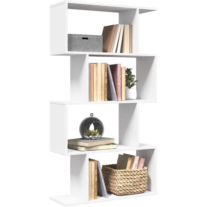 Tagère séparatrice de pièce à 4 niveaux blanc bois ingénierie Vidaxl