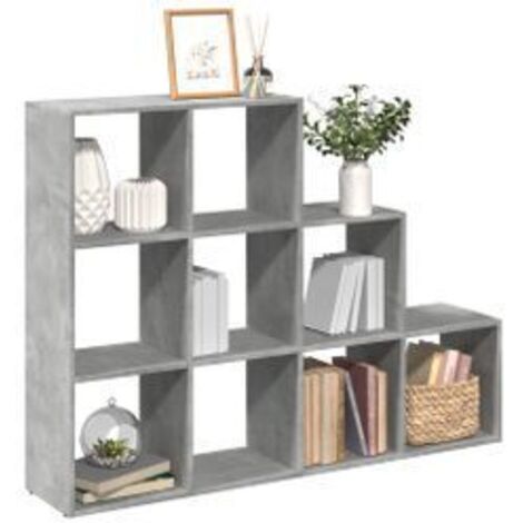 Étagère séparatrice de pièce à 3 niveaux gris béton