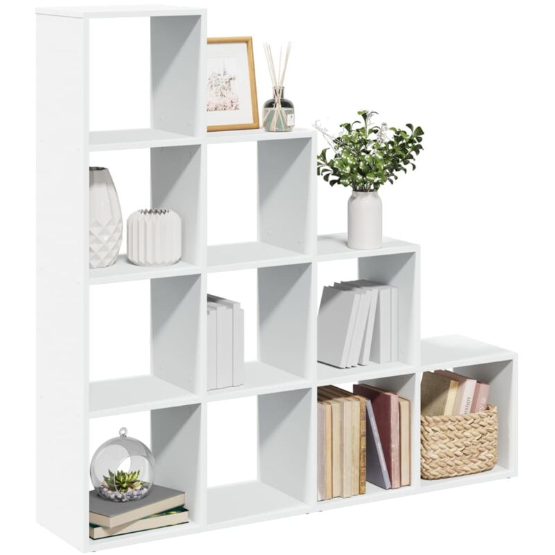 Tagère séparatrice de pièce à 4 niveaux blanc 131,5x29x131,5cm - Vidaxl