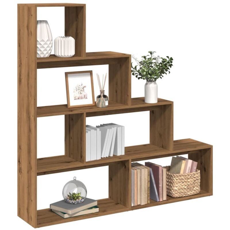 Vidaxl – Étagère séparatrice de pièce 4 niveaux 143,5 x 29 x 143,5 cm – Bois d'ingénierie chêne artisanal – Capacité 70 kg – Conception escalier