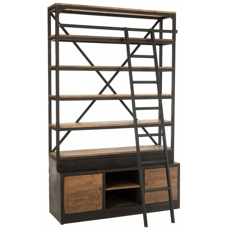 calicosy - etagere style industriel 5 niveaux et 2 portes