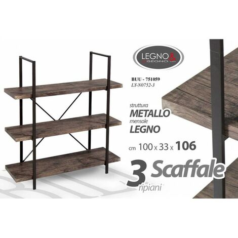 Etagère style urbain 3 étagères cm 100 x 33 x 106 h