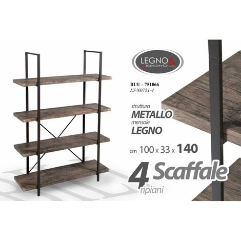 Etagère style urbain 4 étagères cm 100x 33 x 140 h