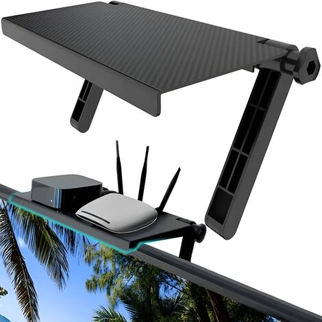 Etagere noir pour décodeur moniteur de télévision étagère supérieure écrans  de télévision étagère de rangement d'écran de rack pour supports de  téléphone portable, boîtes multimédias, consoles de jeux, routeurs et ho