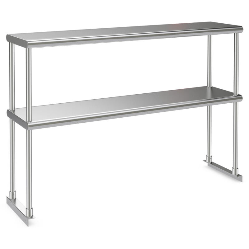 Helloshop26 - tagère supplémentaires pour table de travail cuisine acier inoxydable hauteur réglable étagère 2 niveau 122cm de long