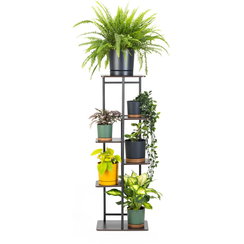 Awelco - Support à fleurs sur pied en métal mondo - support noir pour 7 pots de fleurs
