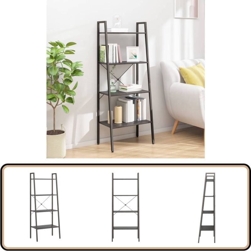 Tagère sur pied 4 niveaux Noir 56x35x140 cm - Bibliothèque - Étagère - Meuble De Rangement - Rangement Vertical - Mobilier Intérieur