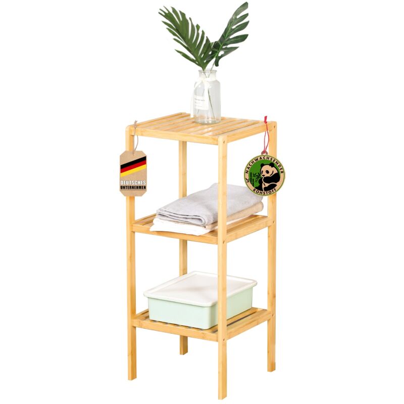 Étagère sur pied en bambou Idéale pour disposer vos accessoires de manière créative 3 niveaux (Iowa)