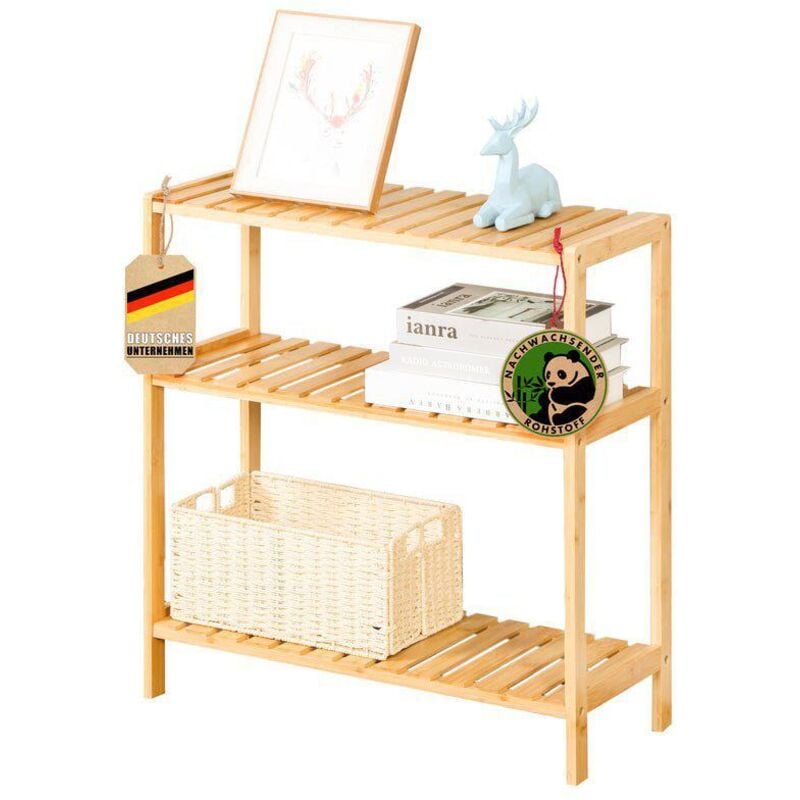 Floordirekt - tagère sur pied en bambou Kansas avec 3 étages