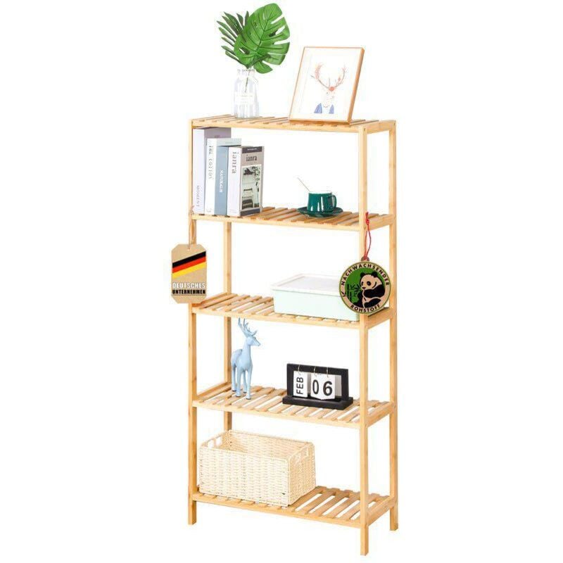 Étagère sur pied en bambou Ohio Étagère en bois peu encombrante à 5 niveaux