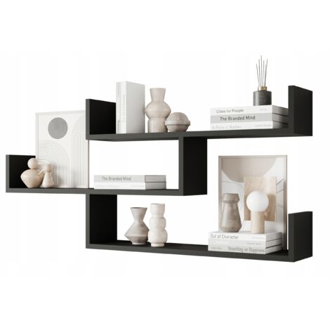 Étagère suspendue à trois niveaux, étagère murale moderne pour salon, 119 cm, noire