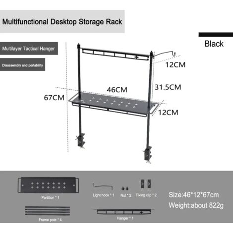 Étagère suspendue pour table de camping portable et pliable, plateau de table amovible avec trou de suspension, accessoires de plein air pour réchauds de cuisine portables