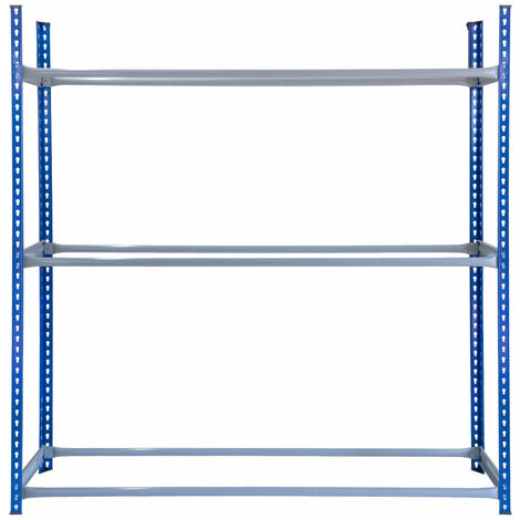 Etagère T-RAX pour Pneus Acier Bleus 180 x 40 x 185 cm Rack de Rangement Roues pour Garage Automobilie [Jusqu'à 8 pneus par Niveau soit 24 Pneus / 450 KG ] - INCLUS Connecteurs de Baies & Maillet